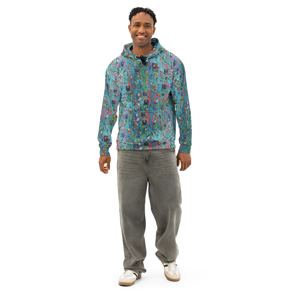 Circuit Menagerie on Cotton Hoodie — Front