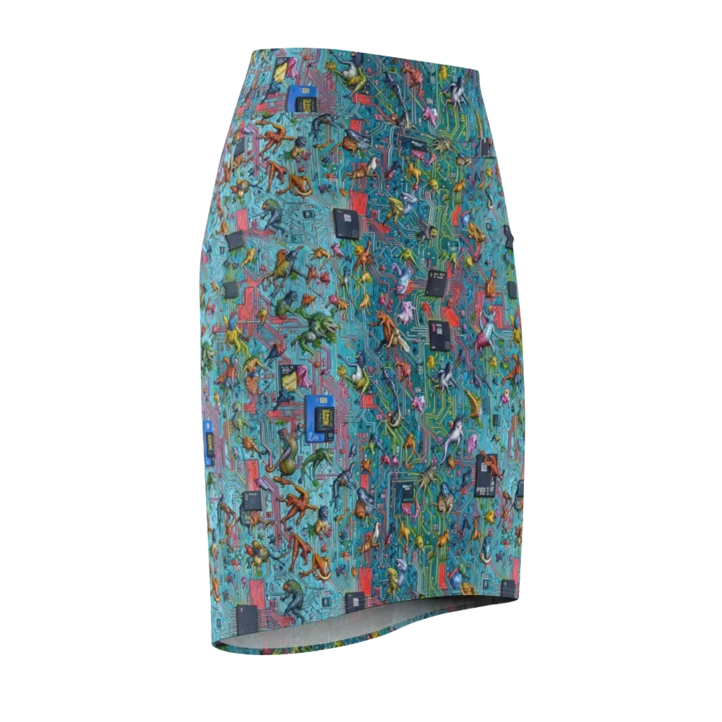 Circuit Menagerie on Pencil Skirt — Front Side