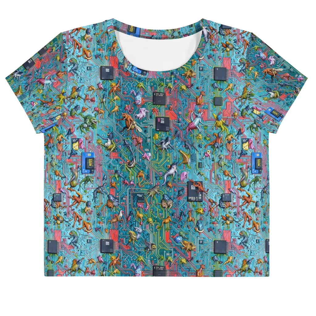 Circuit Menagerie on Crop Tee — Front