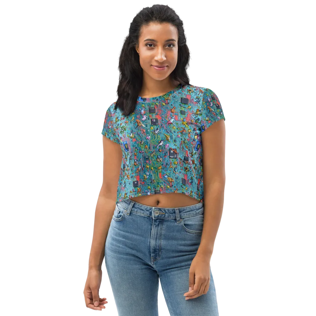 Circuit Menagerie on Crop Tee — Front
