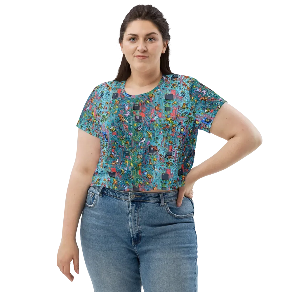 Circuit Menagerie on Crop Tee — Front