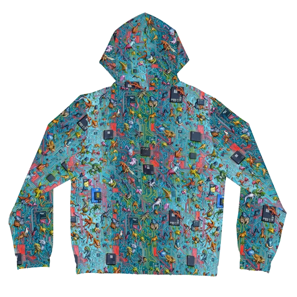 Circuit Menagerie on Women's Full-Zip Hoodie — Back