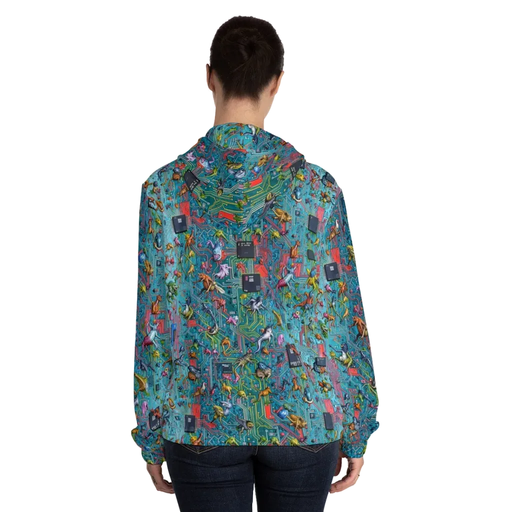 Circuit Menagerie on Women's Full-Zip Hoodie — Back On Person