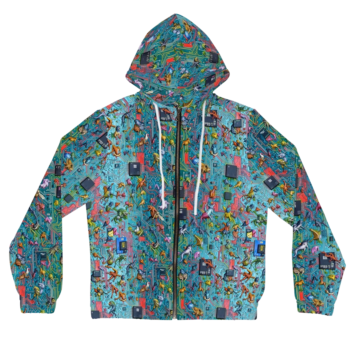 Circuit Menagerie on Women's Full-Zip Hoodie — Front