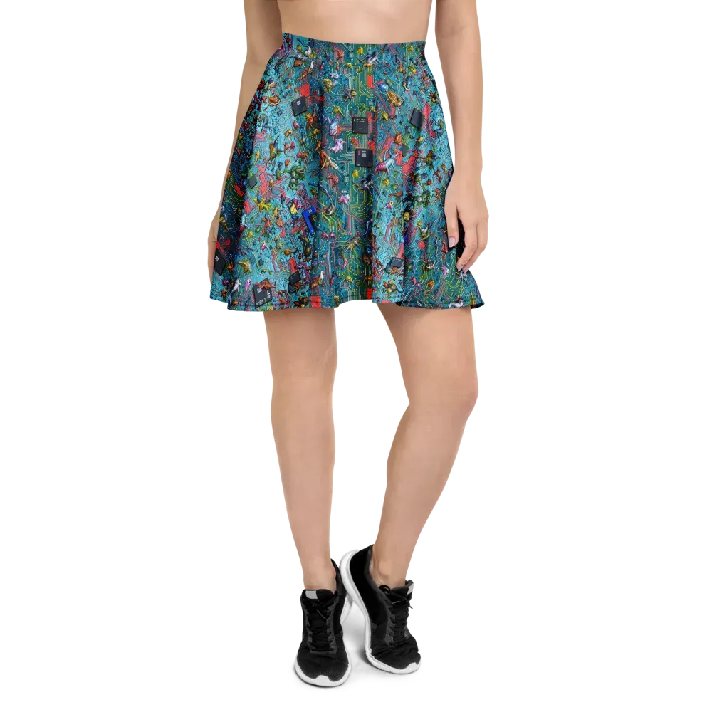 Circuit Menagerie on Skater Skirt — Front