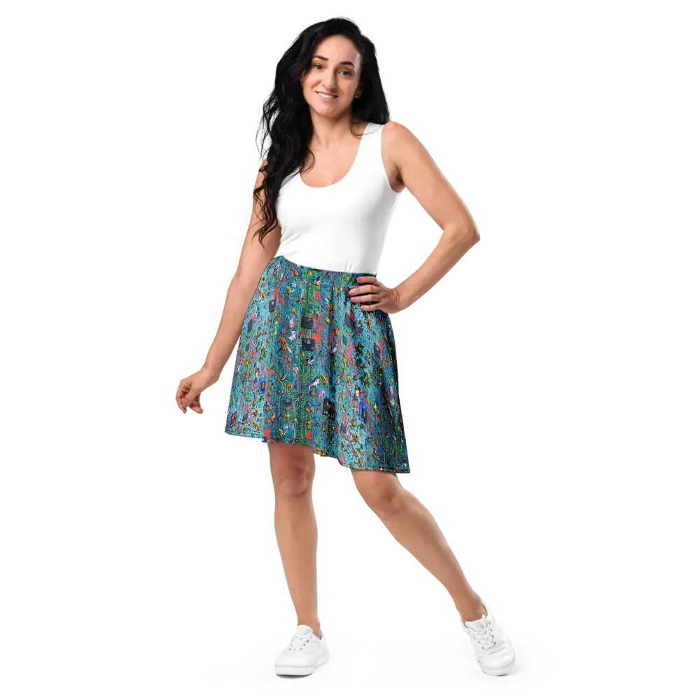 Circuit Menagerie on Skater Skirt — Front