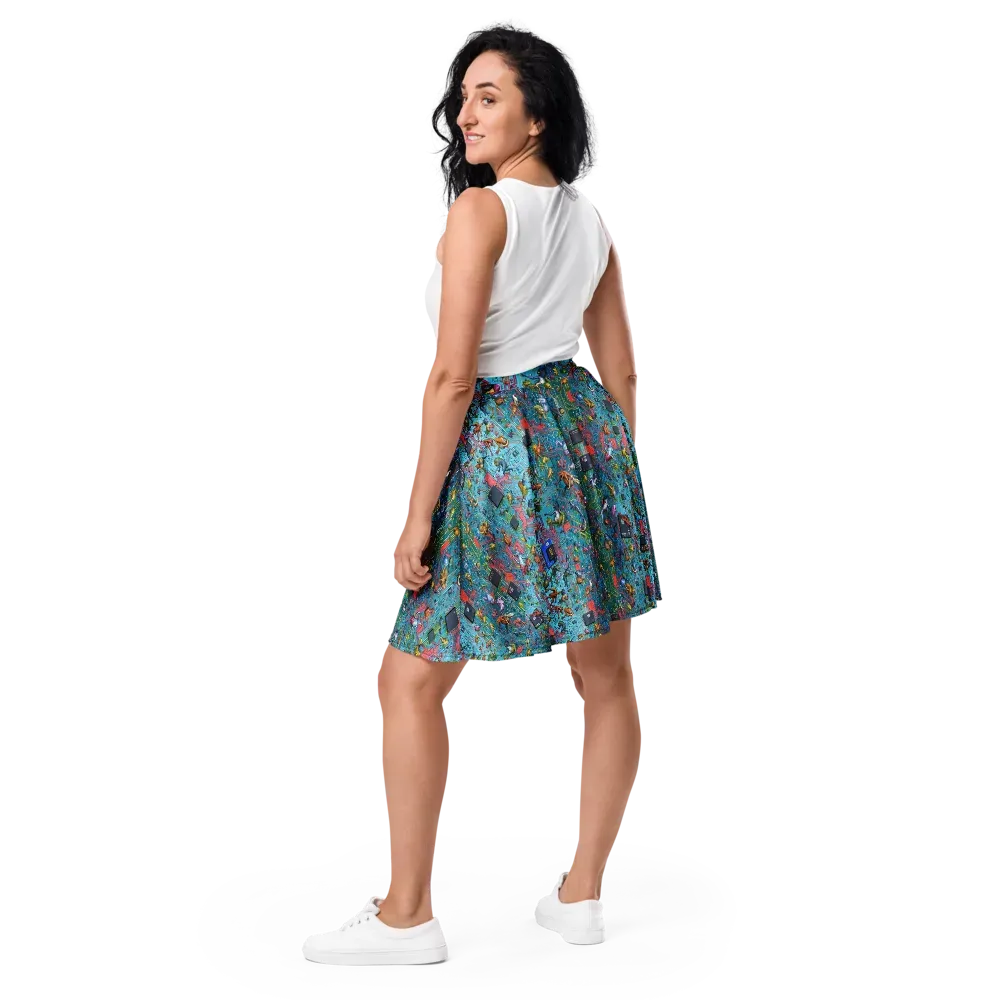 Circuit Menagerie on Skater Skirt — Back
