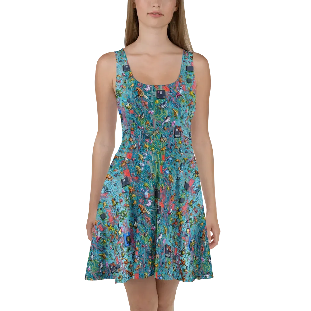 Circuit Menagerie on Skater Dress — Front