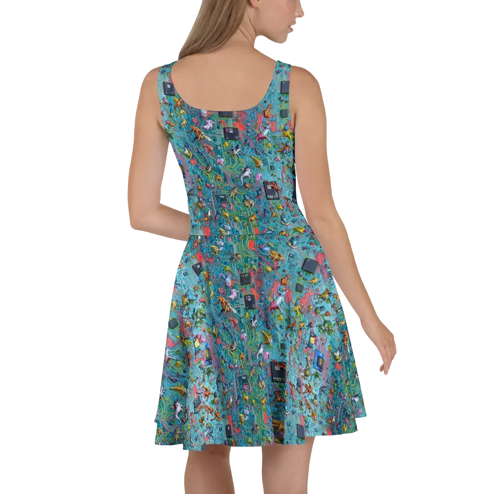 Circuit Menagerie on Skater Dress — Back