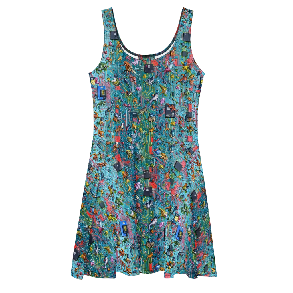 Circuit Menagerie on Skater Dress — Front