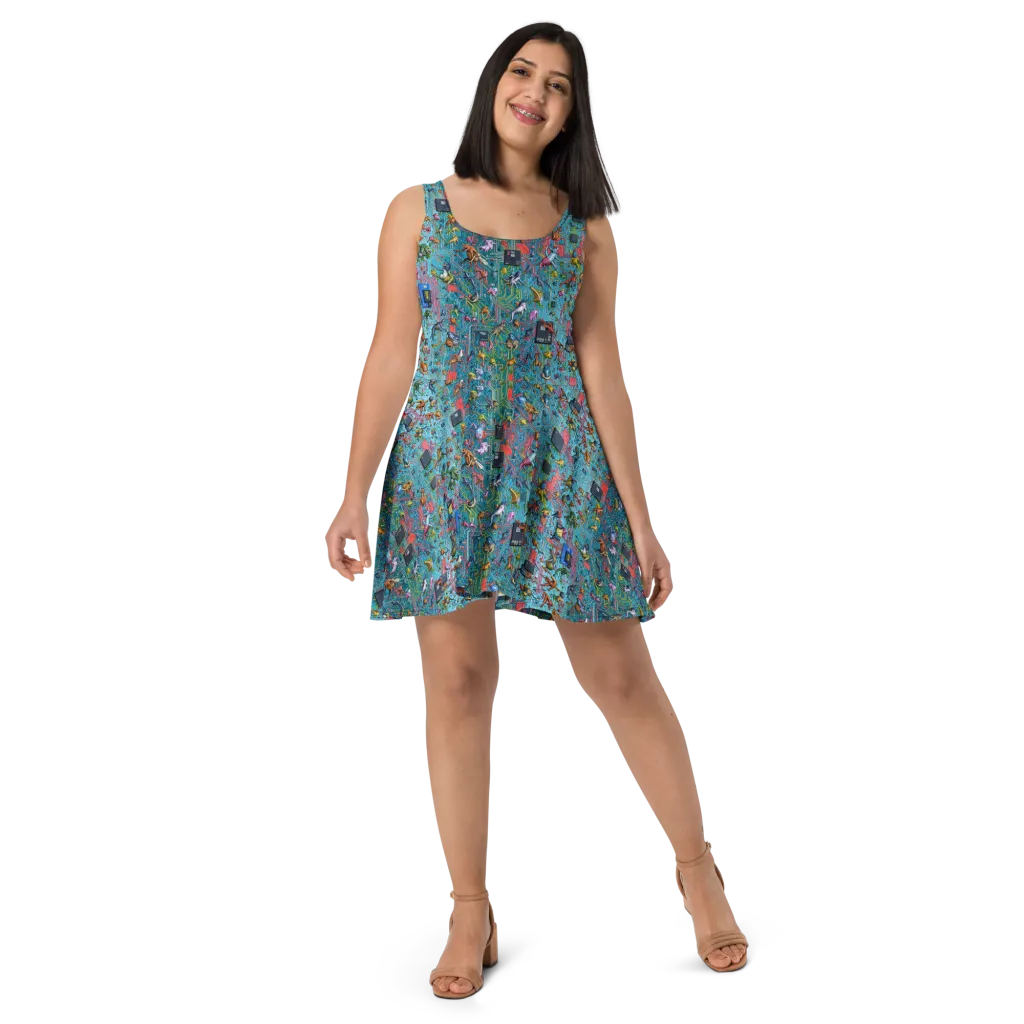 Circuit Menagerie on Skater Dress — Front