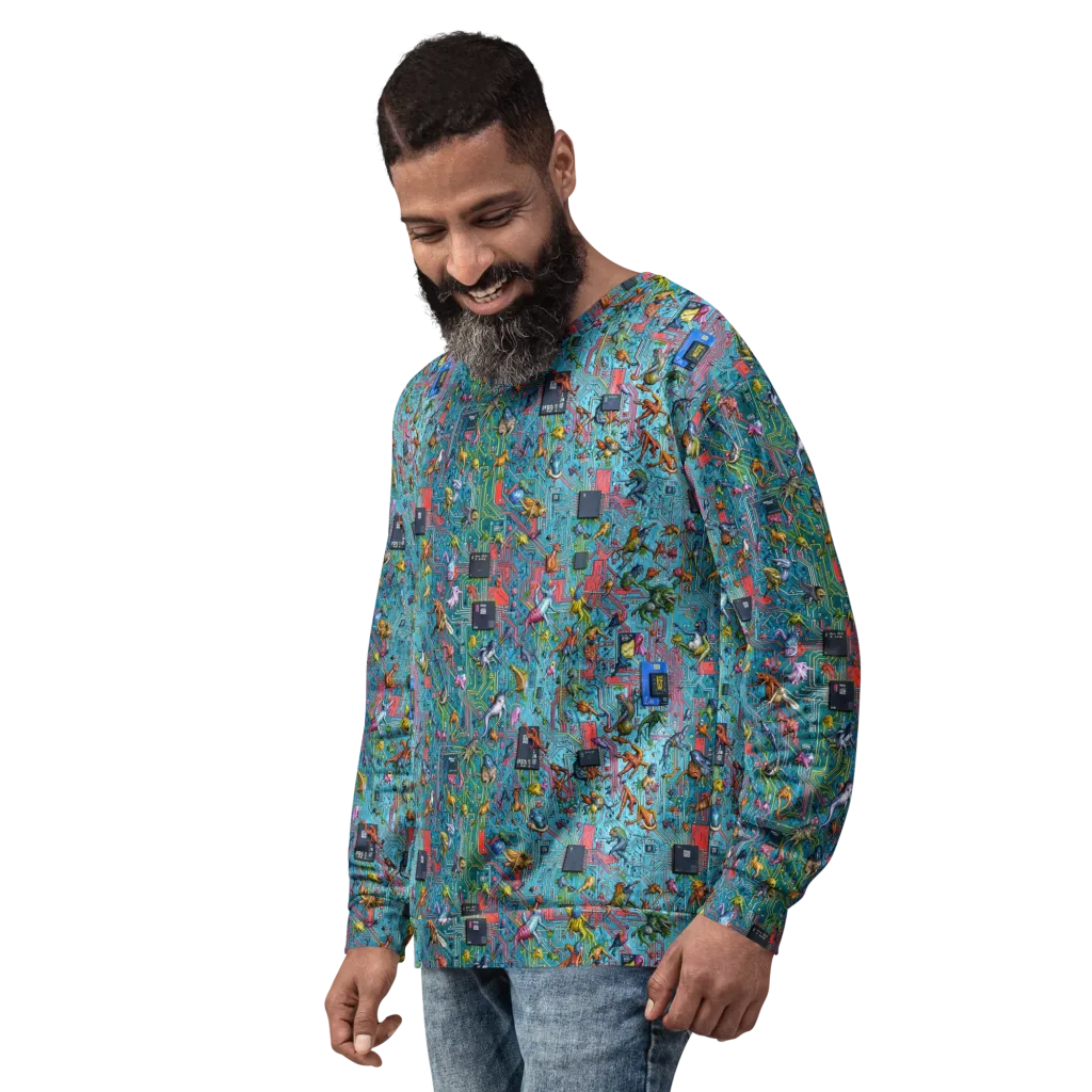 Circuit Menagerie on Sweatshirt — Left Front