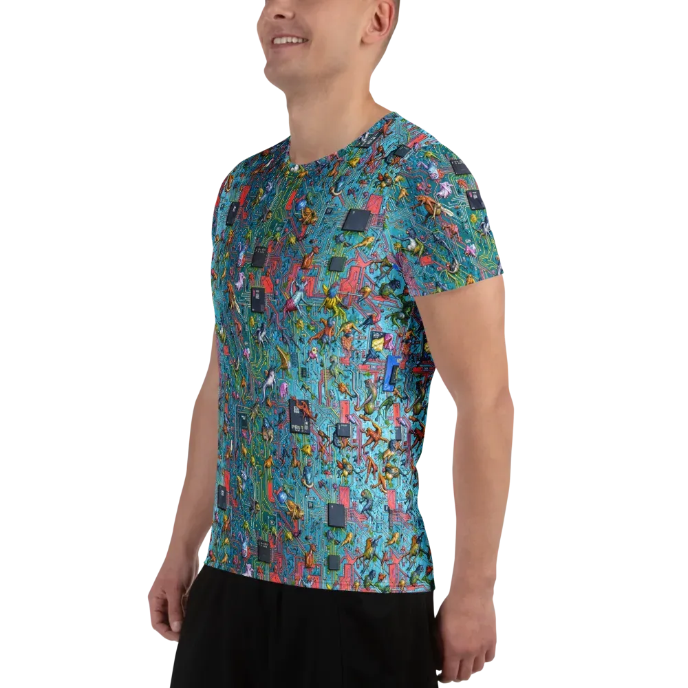 Circuit Menagerie on Men's Athletic T-Shirt — Left