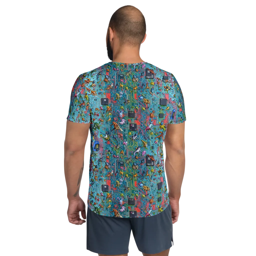 Circuit Menagerie on Men's Athletic T-Shirt — Back