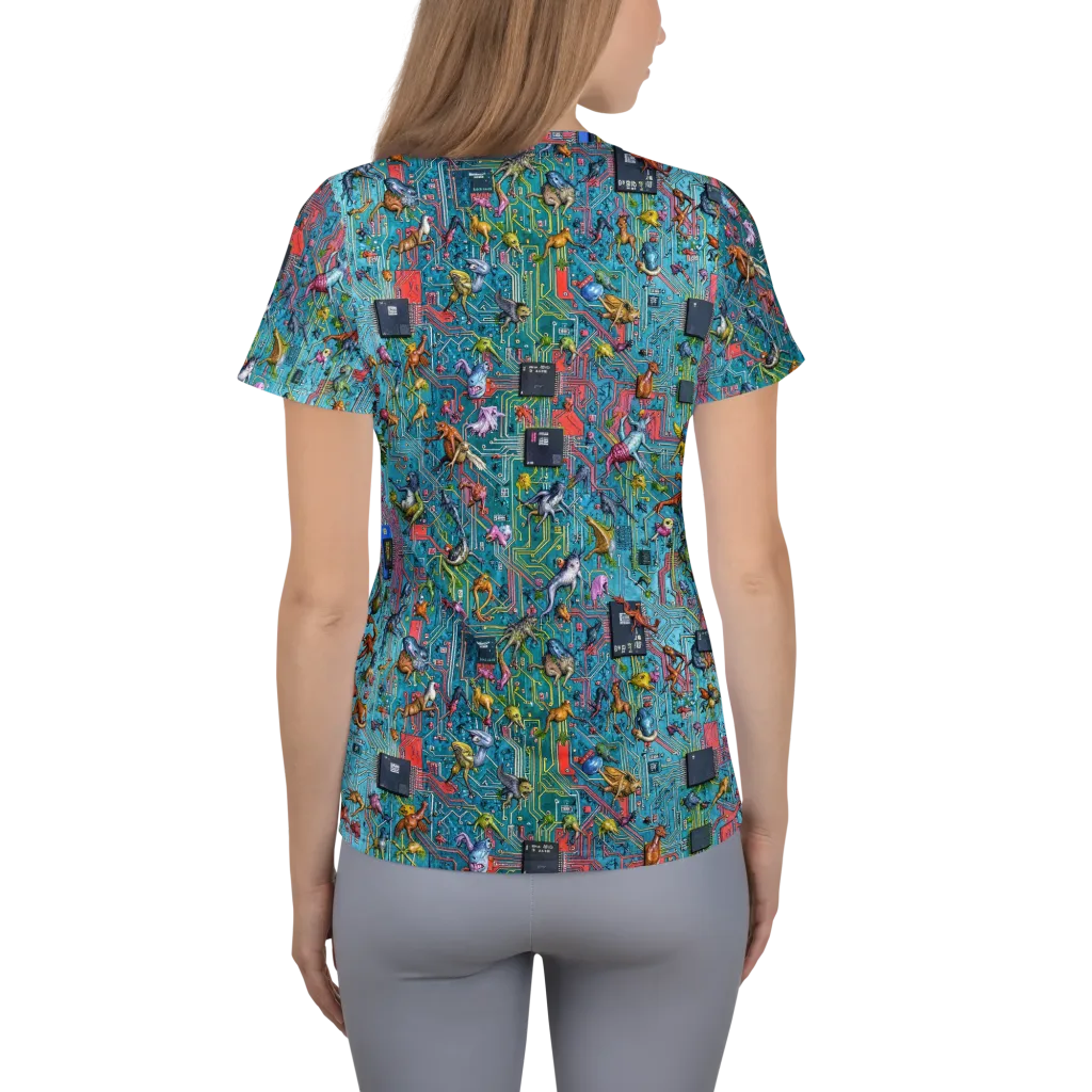Circuit Menagerie on Women's Athletic T-Shirt — Back