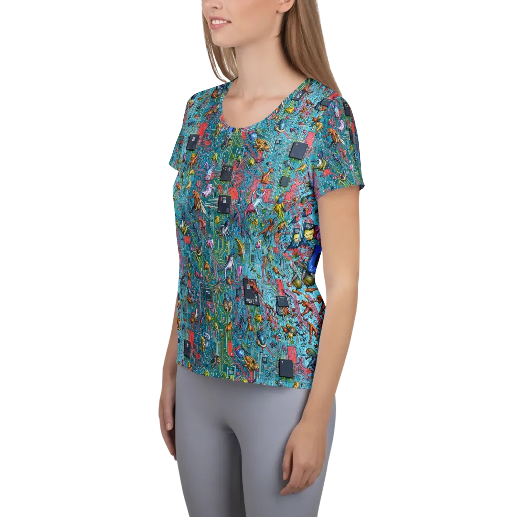 Circuit Menagerie on Women's Athletic T-Shirt — Left