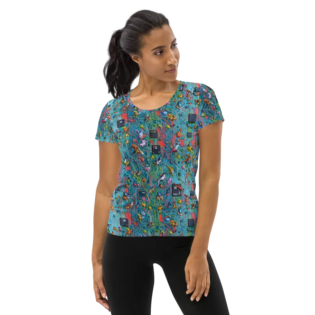 Circuit Menagerie on Women's Athletic T-Shirt — Front