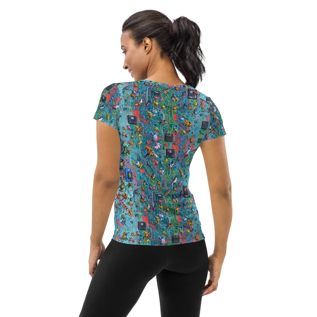 Circuit Menagerie on Women's Athletic T-Shirt — Back