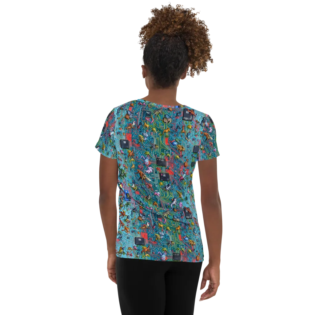 Circuit Menagerie on Women's Athletic T-Shirt — Back