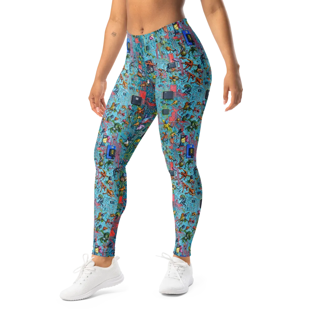 Circuit Menagerie on Leggings — Left Front