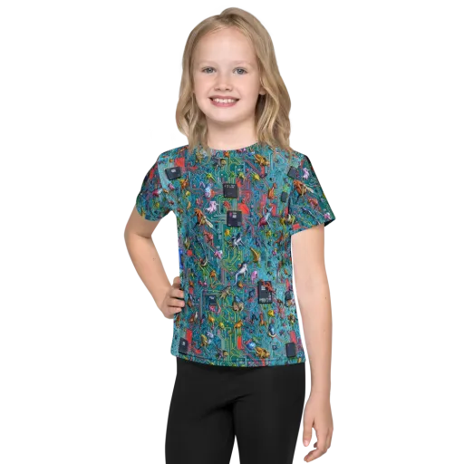Circuit Menagerie on a Kids Crew Neck T-Shirt