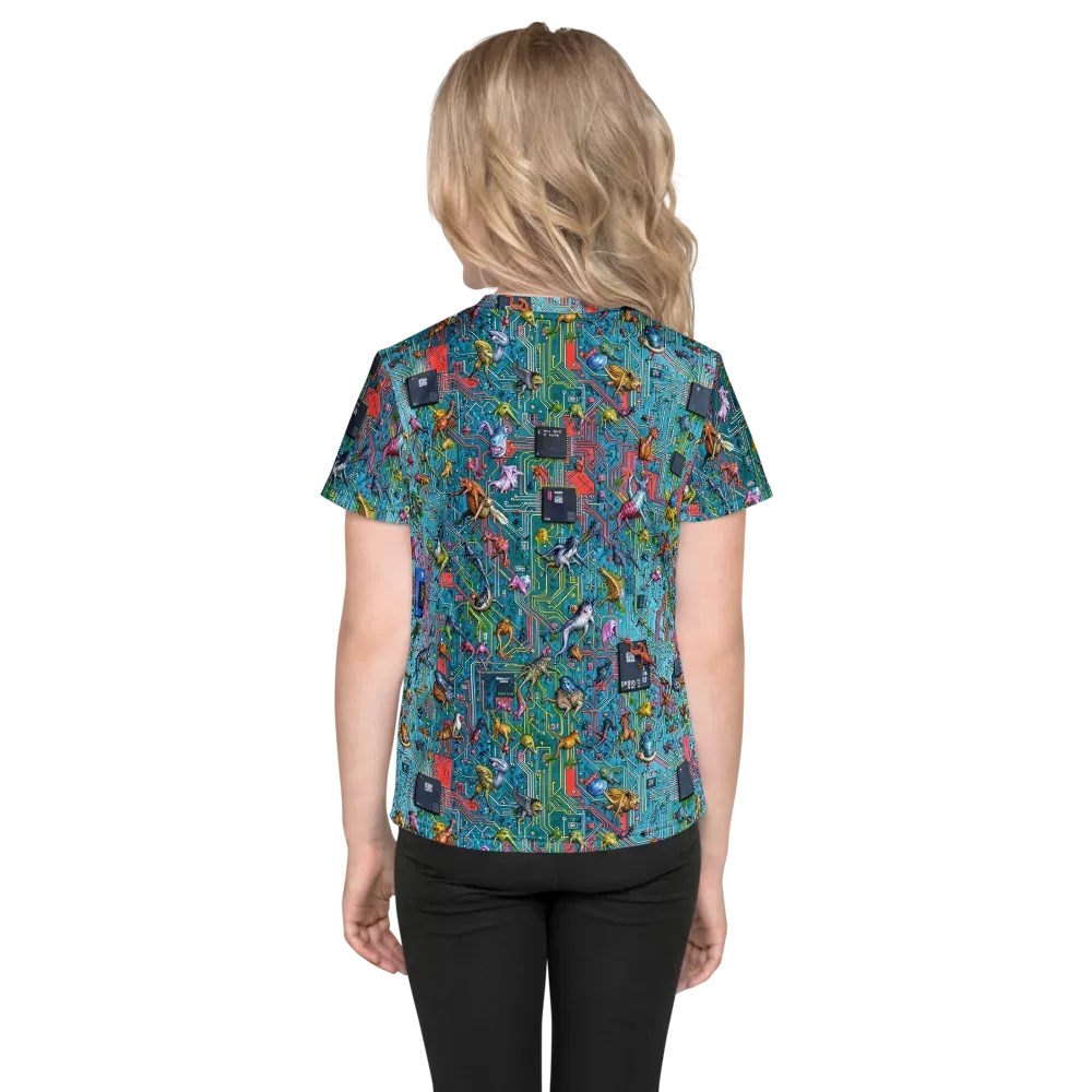 Circuit Menagerie on Kids Crew Neck T-Shirt — Back