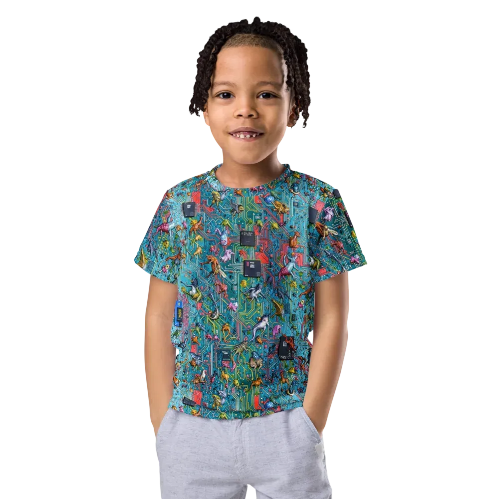 Circuit Menagerie on Kids Crew Neck T-Shirt — Front