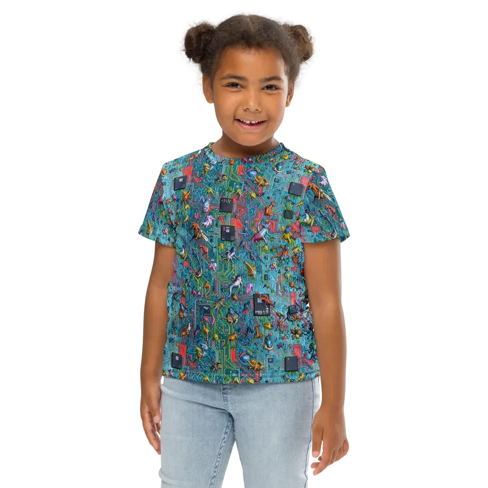Circuit Menagerie on Kids Crew Neck T-Shirt — Front