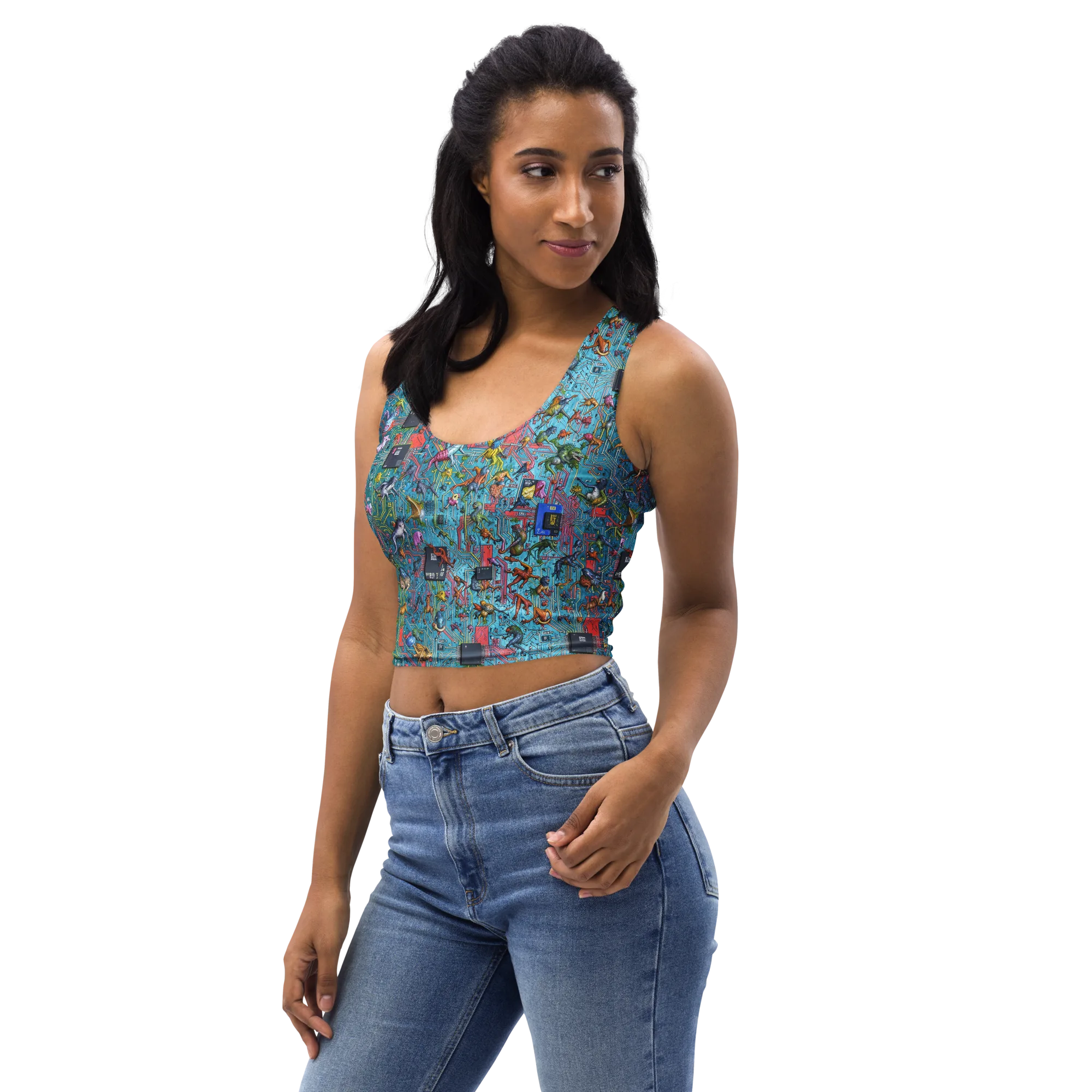 Circuit Menagerie on Crop Top — Left Front