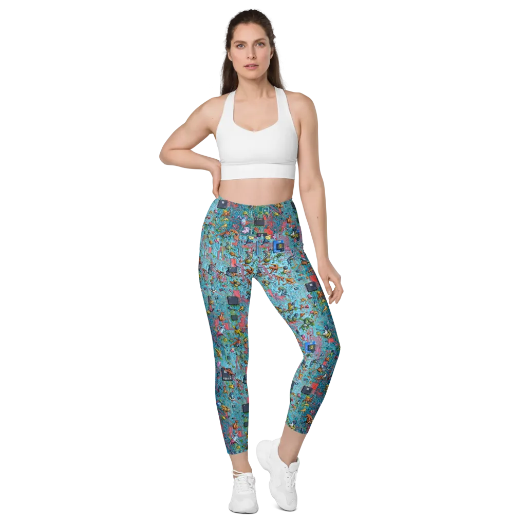 Circuit Menagerie on Leggings with Pockets — Front