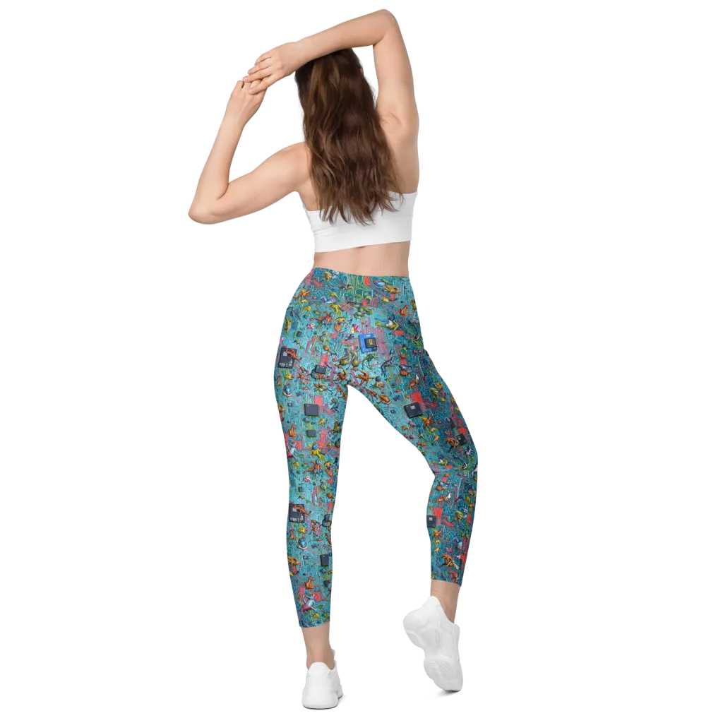 Circuit Menagerie on Leggings with Pockets — Back