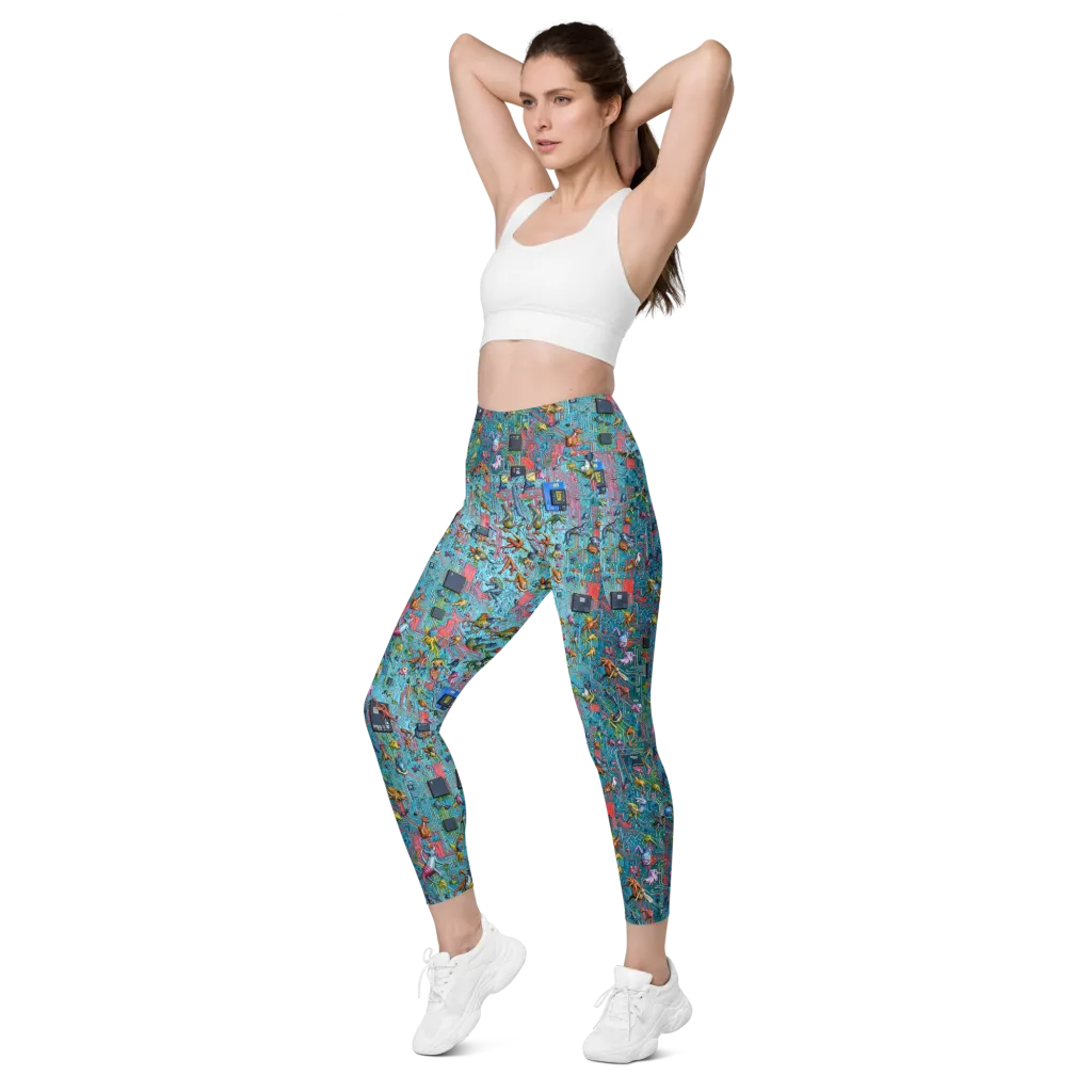 Circuit Menagerie on Leggings with Pockets — Left Front