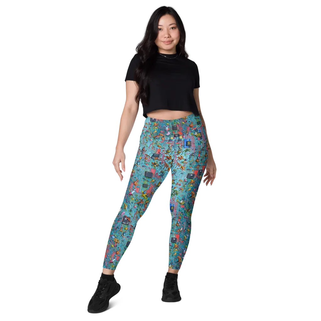 Circuit Menagerie on Leggings with Pockets — Front