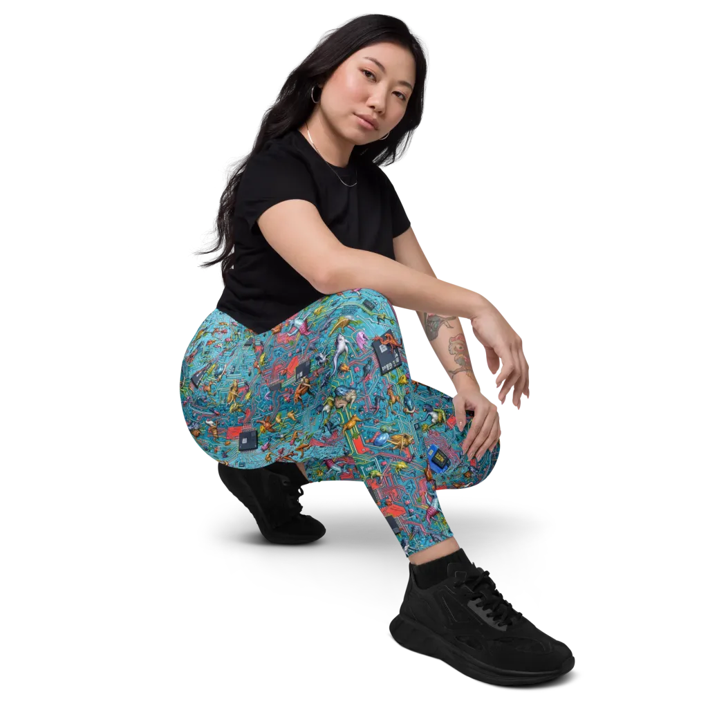 Circuit Menagerie on Leggings with Pockets — Right Front