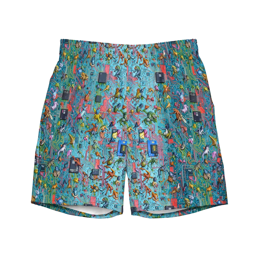 Circuit Menagerie on Swim Trunks — Front