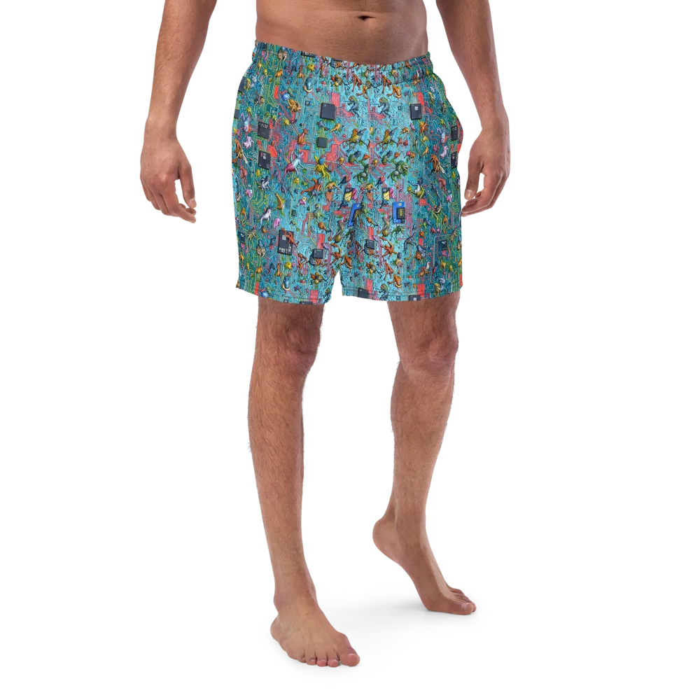 Circuit Menagerie on Swim Trunks — Front