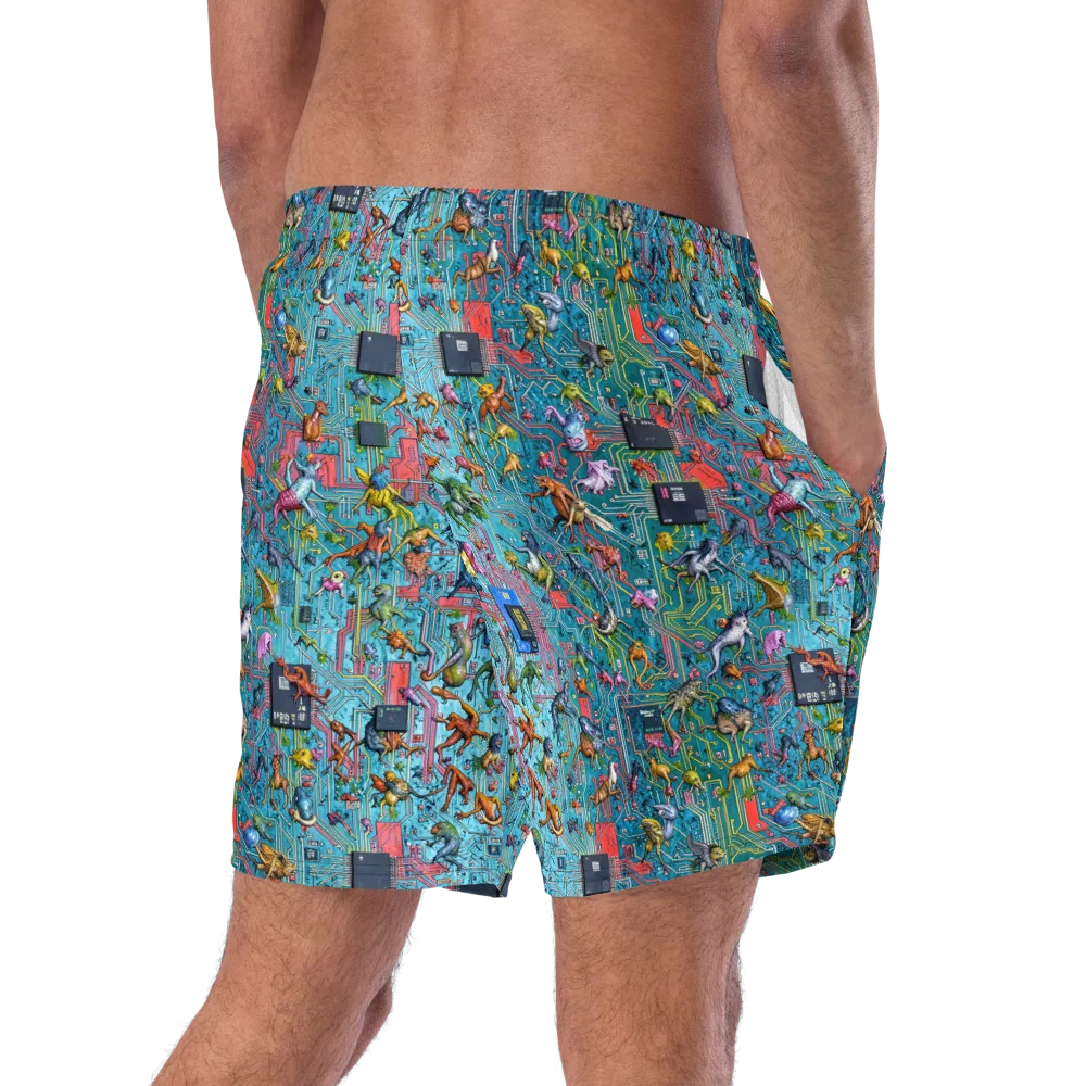 Circuit Menagerie on Swim Trunks — Right Back