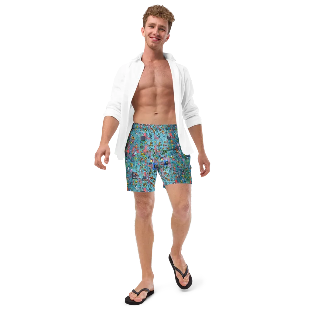 Circuit Menagerie on Swim Trunks — Front