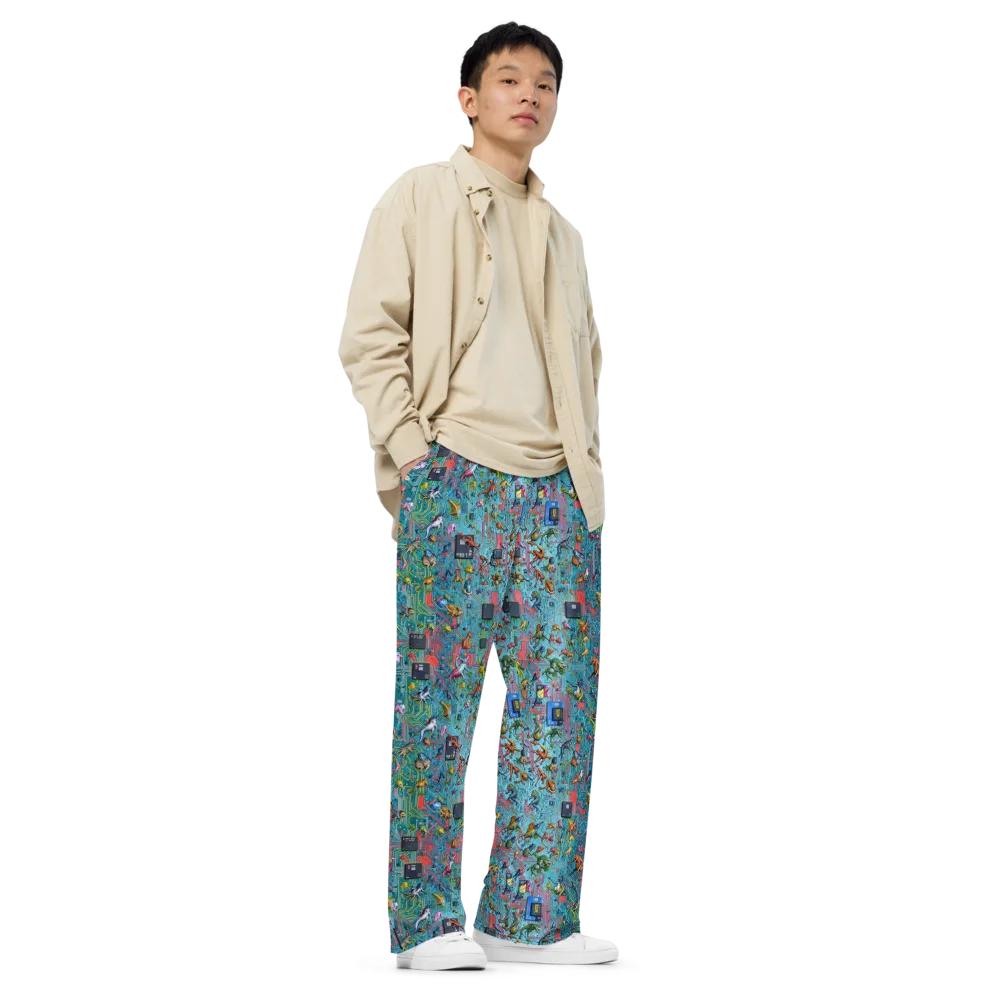 Circuit Menagerie on Wide-Leg Pants — Right Front