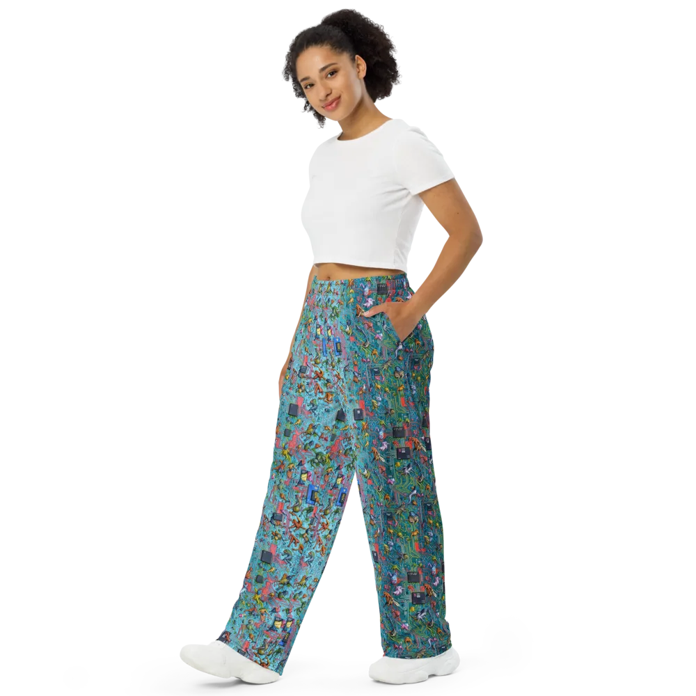 Circuit Menagerie on Wide-Leg Pants — Left Front