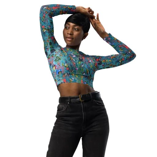 Circuit Menagerie on a Long Sleeve Crop Top