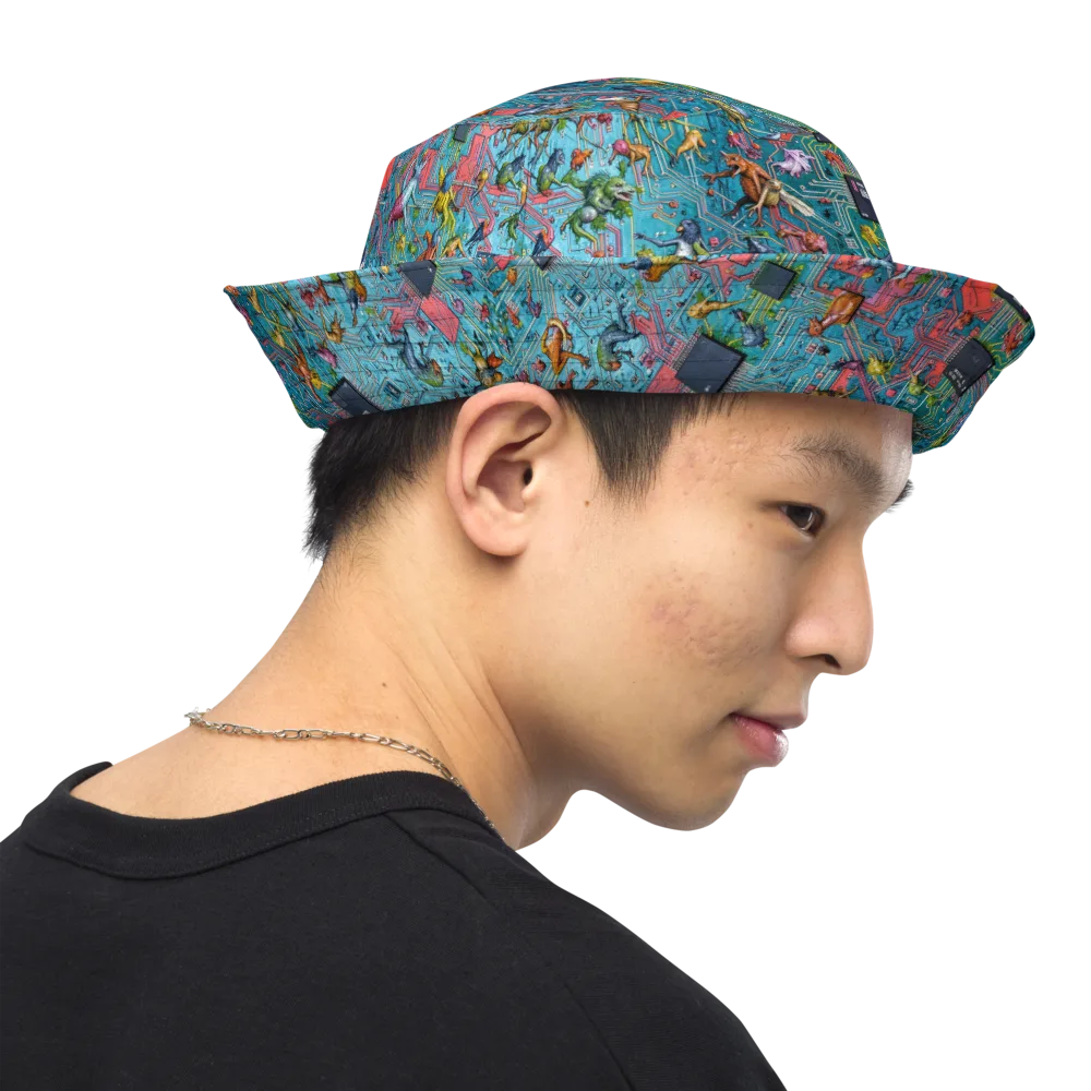 Circuit Menagerie on Reversible Bucket Hat — Right Outside