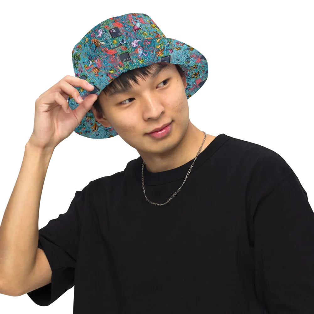Circuit Menagerie on Reversible Bucket Hat — Front Inside