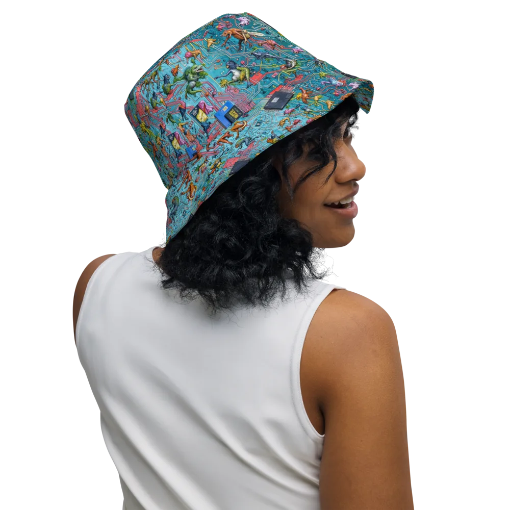 Circuit Menagerie on Reversible Bucket Hat — Right Outside