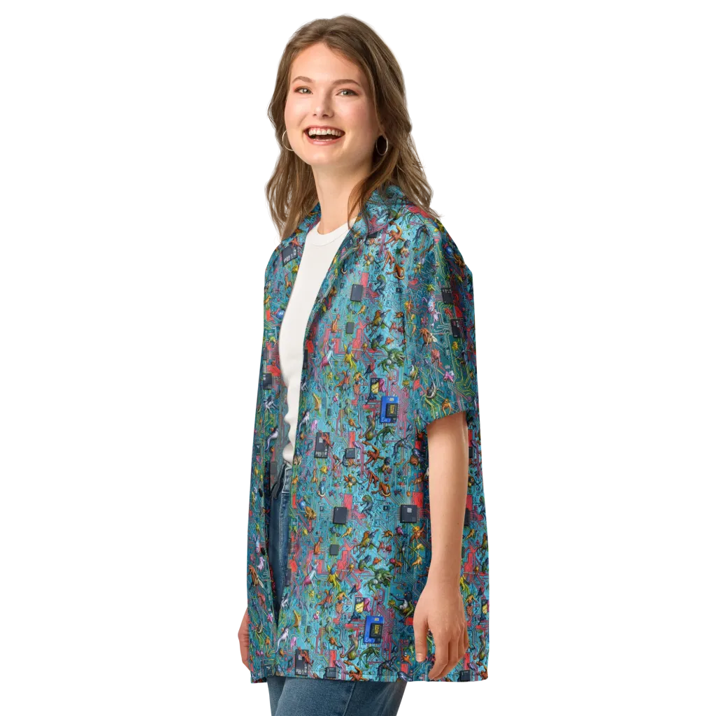 Circuit Menagerie on Button Shirt — Left Front
