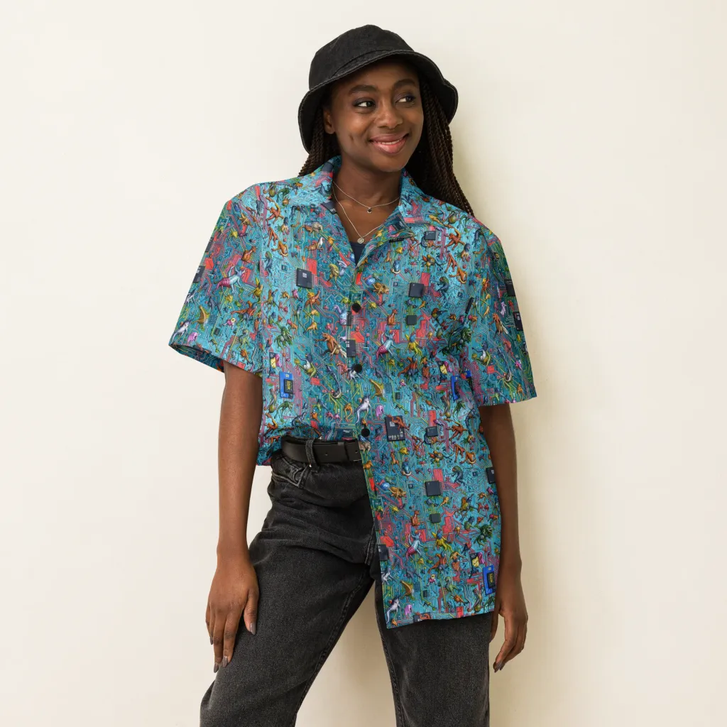 Circuit Menagerie on Button Shirt — Front