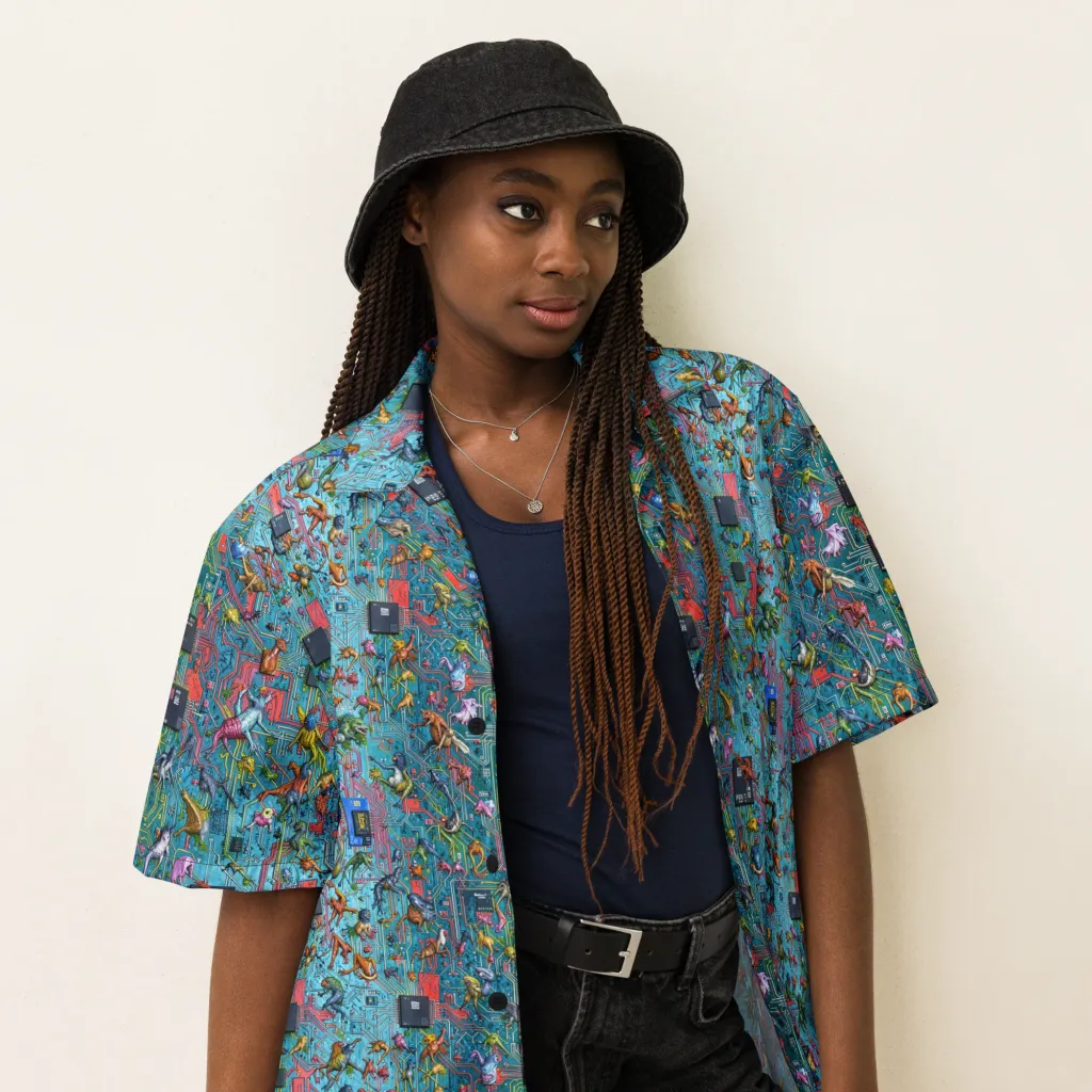 Circuit Menagerie on Button Shirt — Right Front