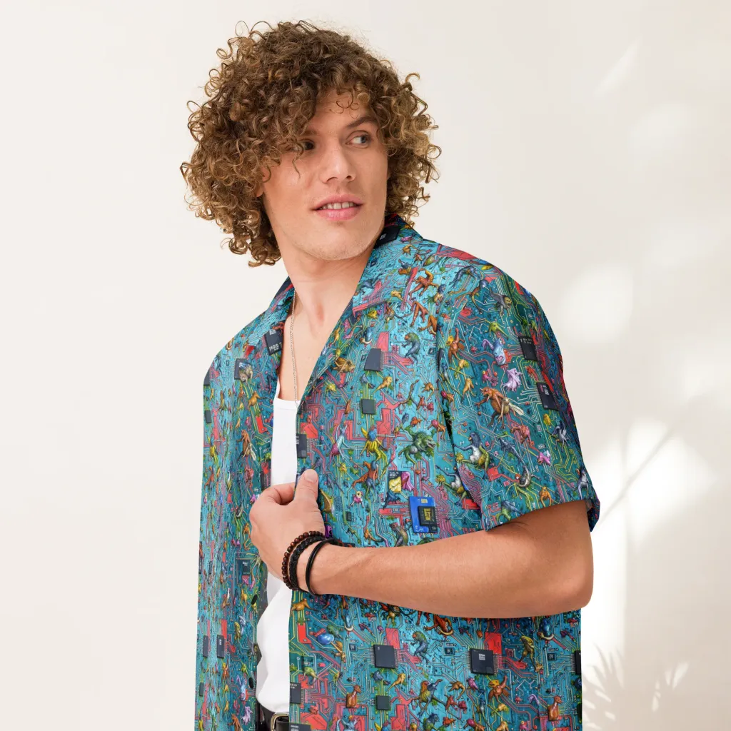 Circuit Menagerie on Button Shirt — Front