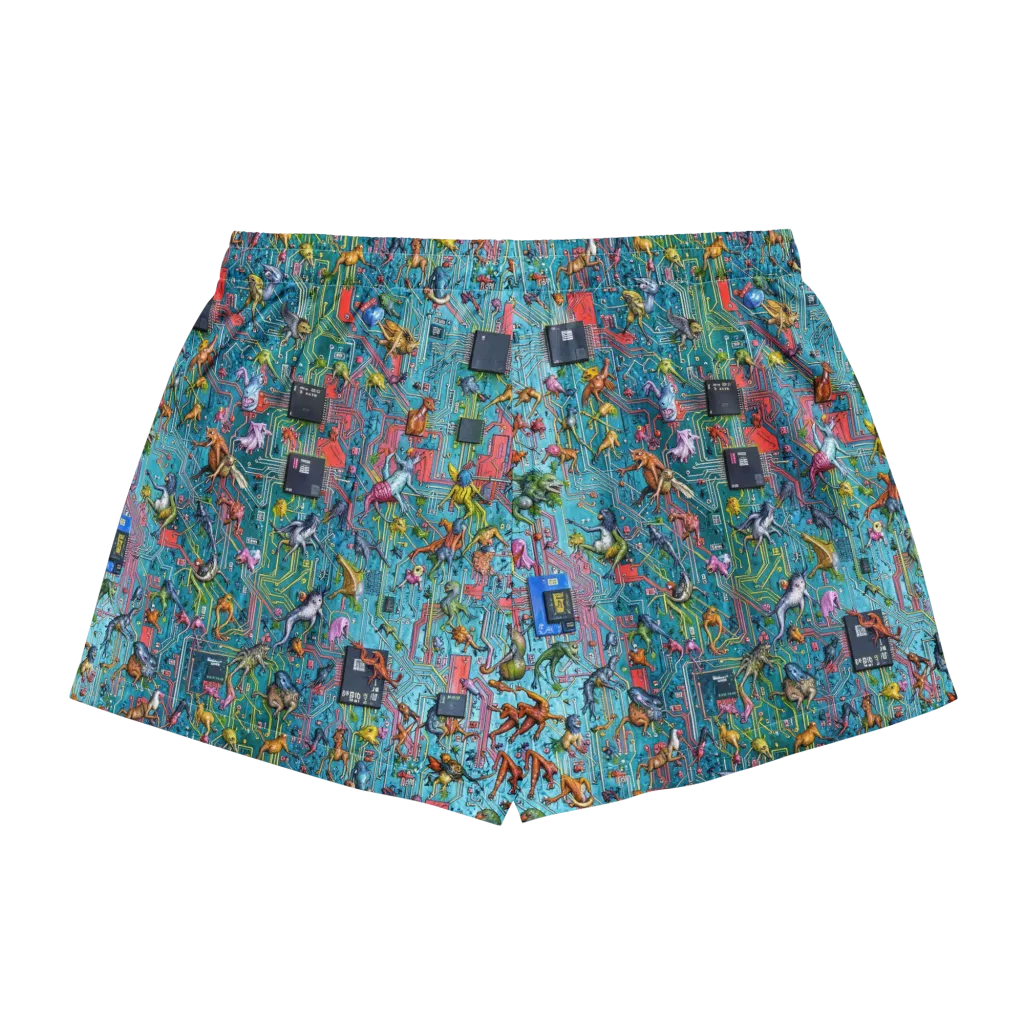 Circuit Menagerie on Women's Pajama Shorts — Back