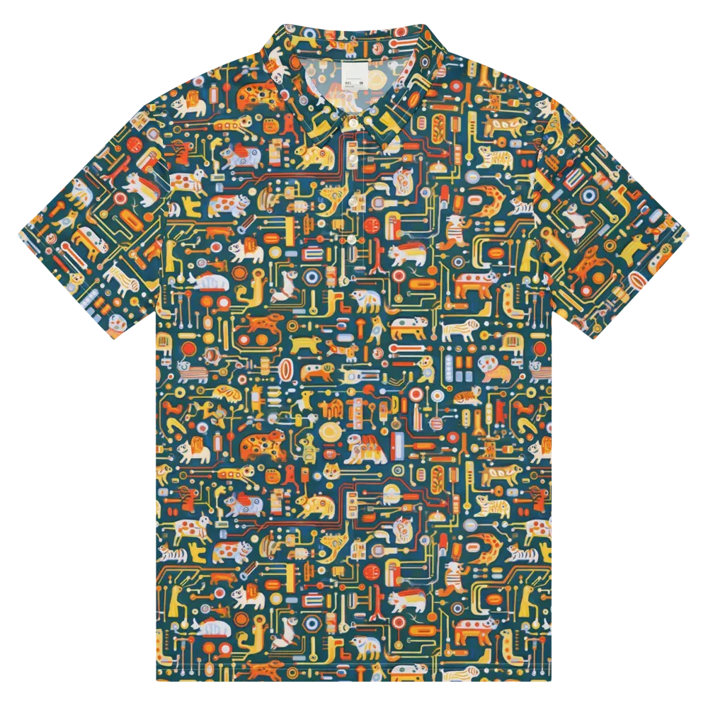 Circuit Critters on Men's Slim Fit Polo Shirt — Front